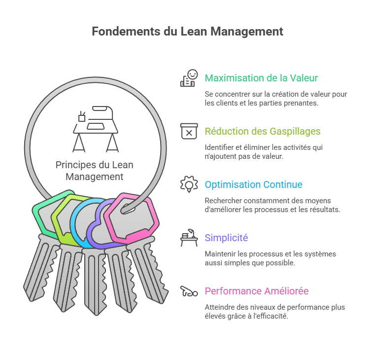 Illustration des principes du Lean management